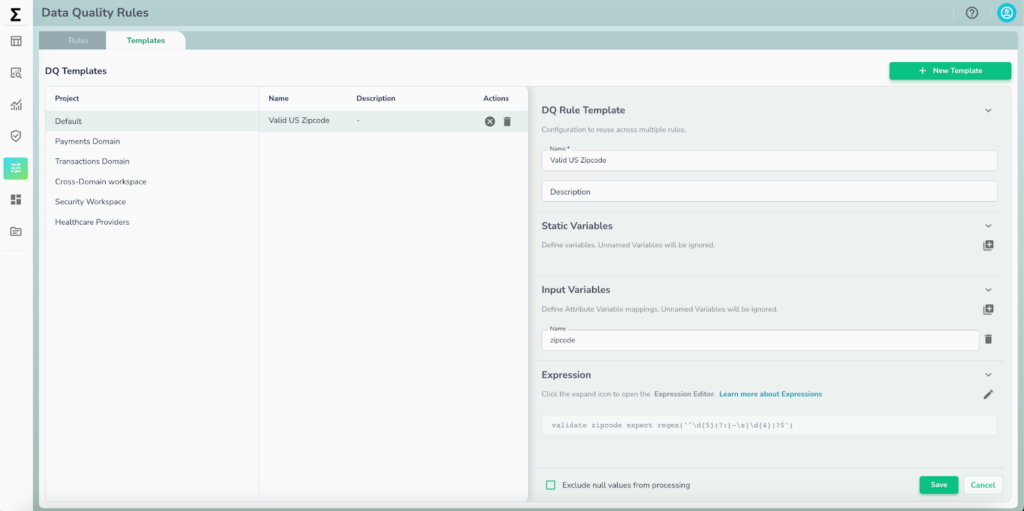 DQ Rules Templatized