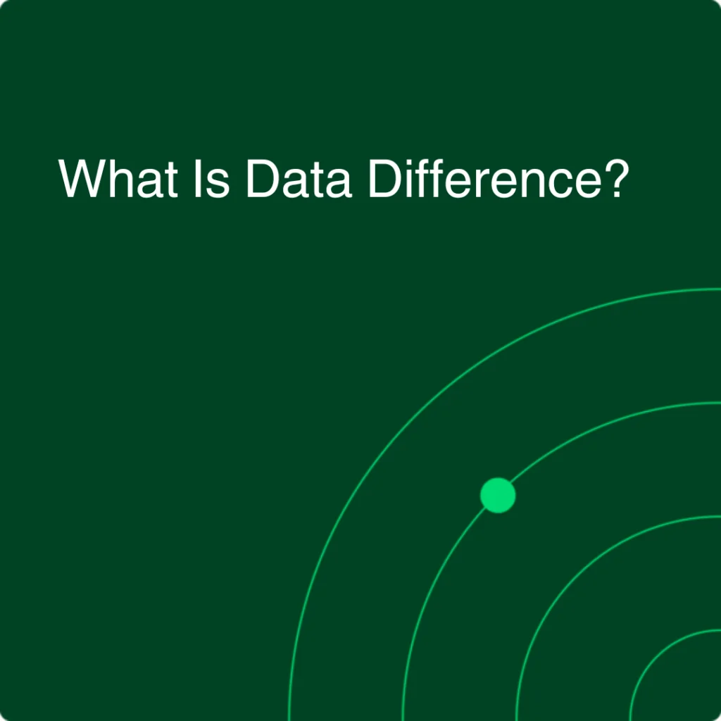 Data difference denotes the identification of inconsistencies between two datasets.