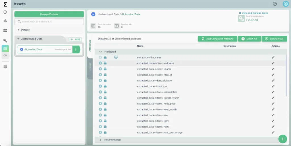 Unstructured data quality monitoring by Telmai